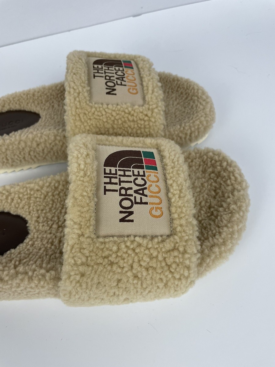 GUCCI X THE NORTH FACE 679948 Shearling Slides Sandals