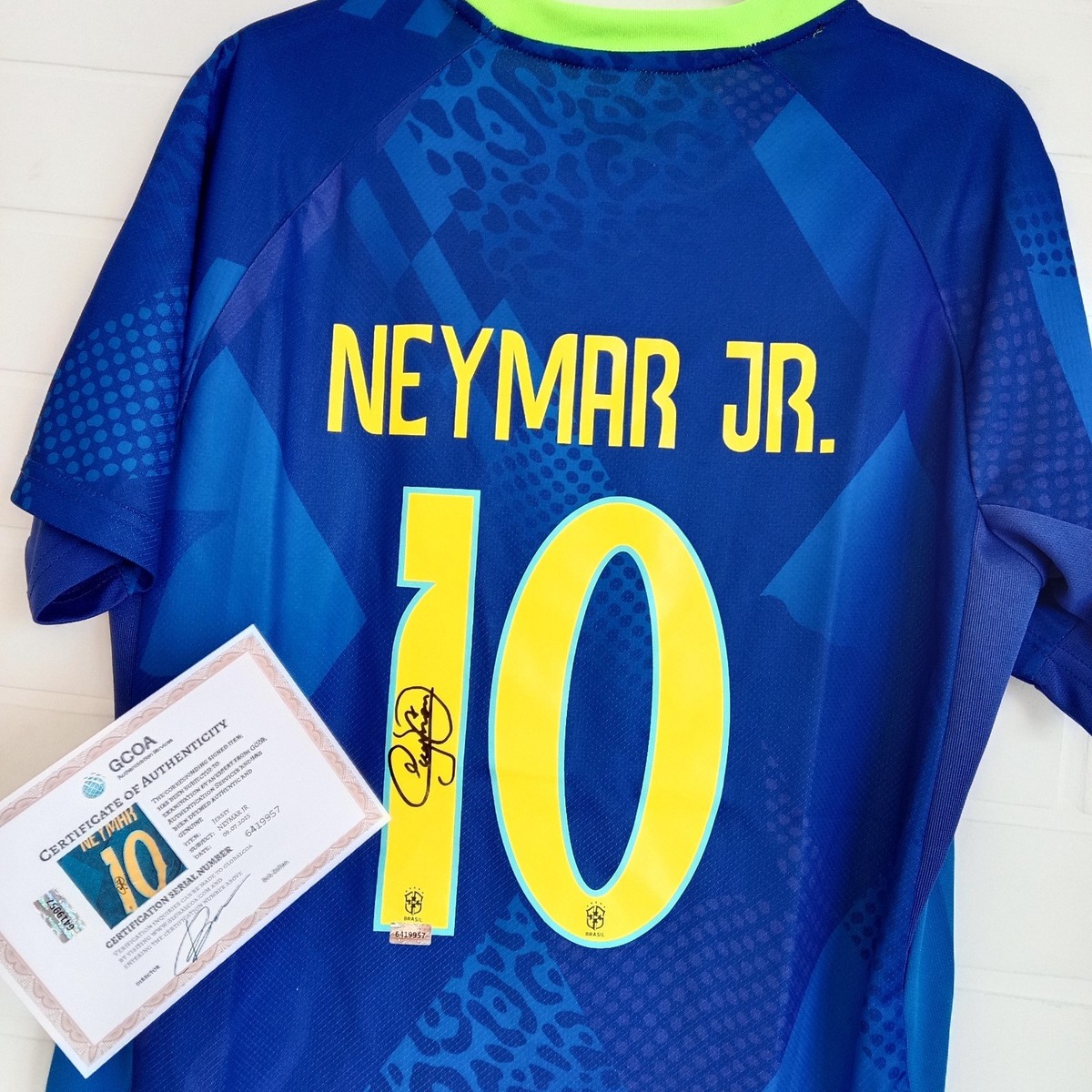 NEYMAR JR. #10 Signed Autographed Brazil Team Soccer Jersey With