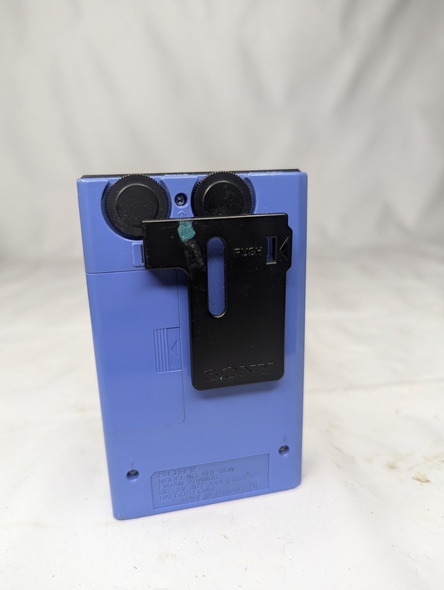 Vintage Sony SRF-35W FM/AM 1985 Walkman Radio Blue Stereo Graphic