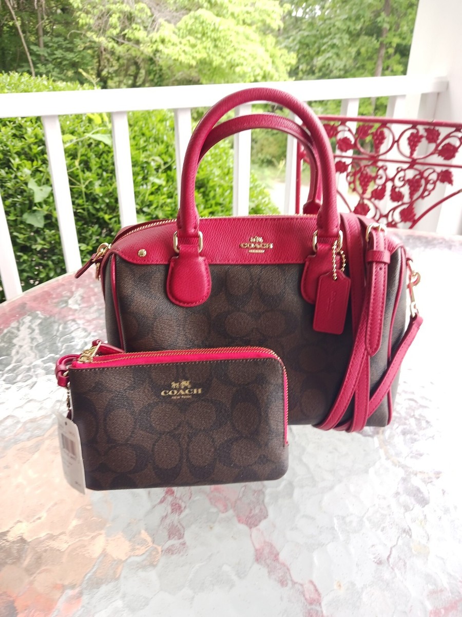 Coach Mini Signature C and Red Bennett Crossbody/Satchel w