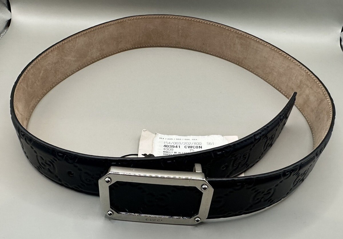 Gucci Signature GG Navy Blue Leather Belt 403941 CWCON 4009 Size