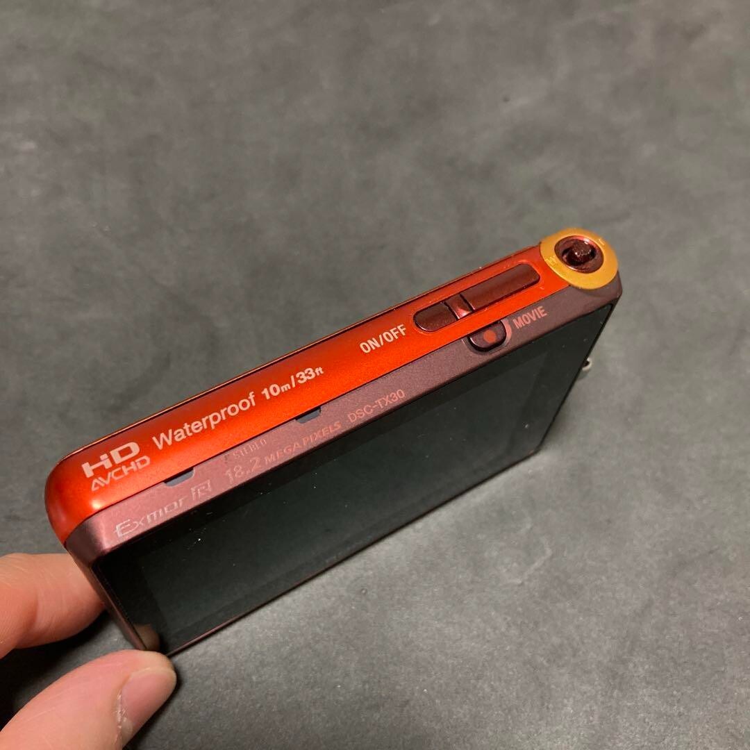 Sony Cybershot DSC-TX30 Carl Zeiss Orange New Charger, Battery