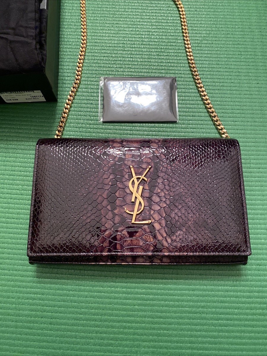 YSL Saint Laurent Monogram Python Effect Leather CrossBody Chain