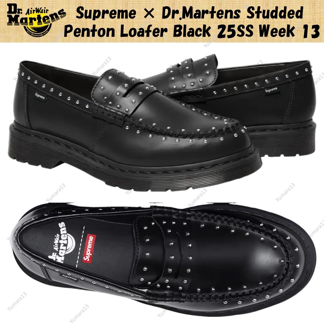 Supreme × Dr.Martens Studded Penton Loafer Black 25SS Week 13