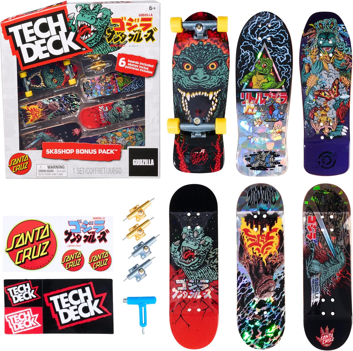 TECH DECK, Godzilla Sk8Shop Fingerboard Bonus Pack, Collectible