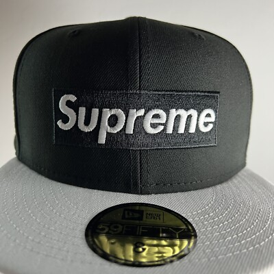 Supreme Box Logo New Era Fitted Black 8 Two 2 Tone White Grey