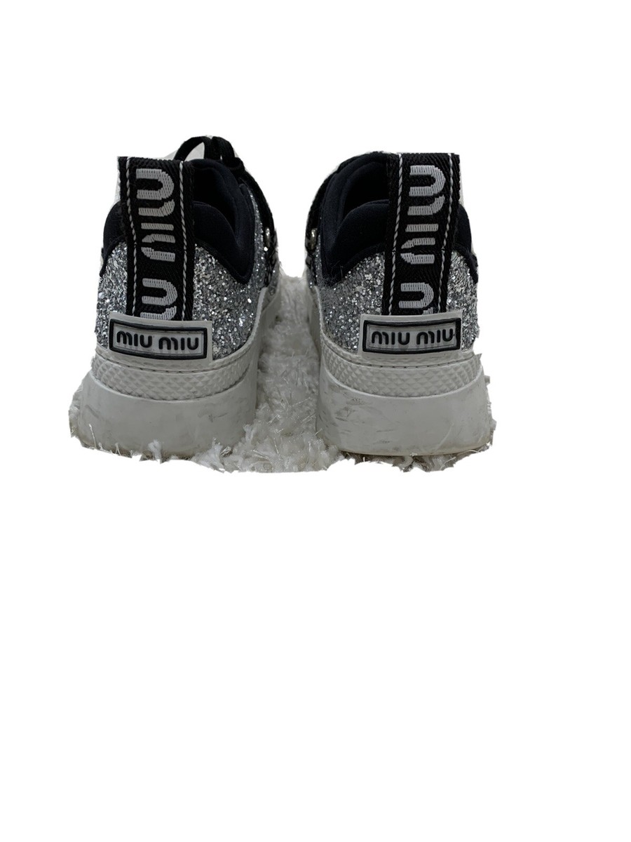 Miu Miu Silver Glitter Sneakers | eBay