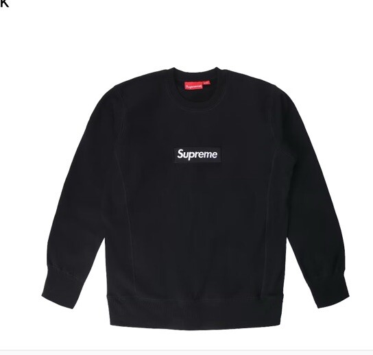 Supreme Box logo Crewneck Black Large FW15 100 % Cotton L Preowned