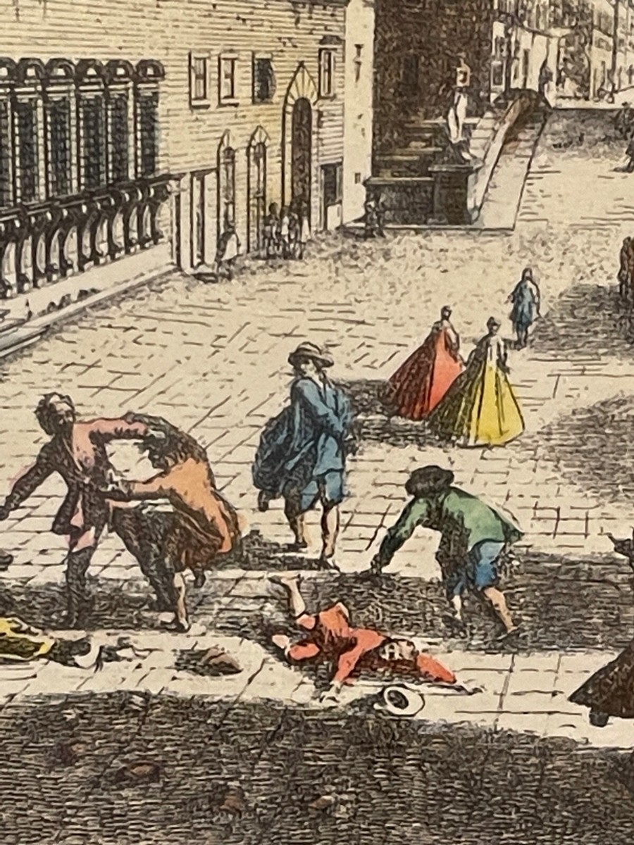 1700's Antique Handcolored Etching Giuseppe Zocchi Iofeph Zocchi