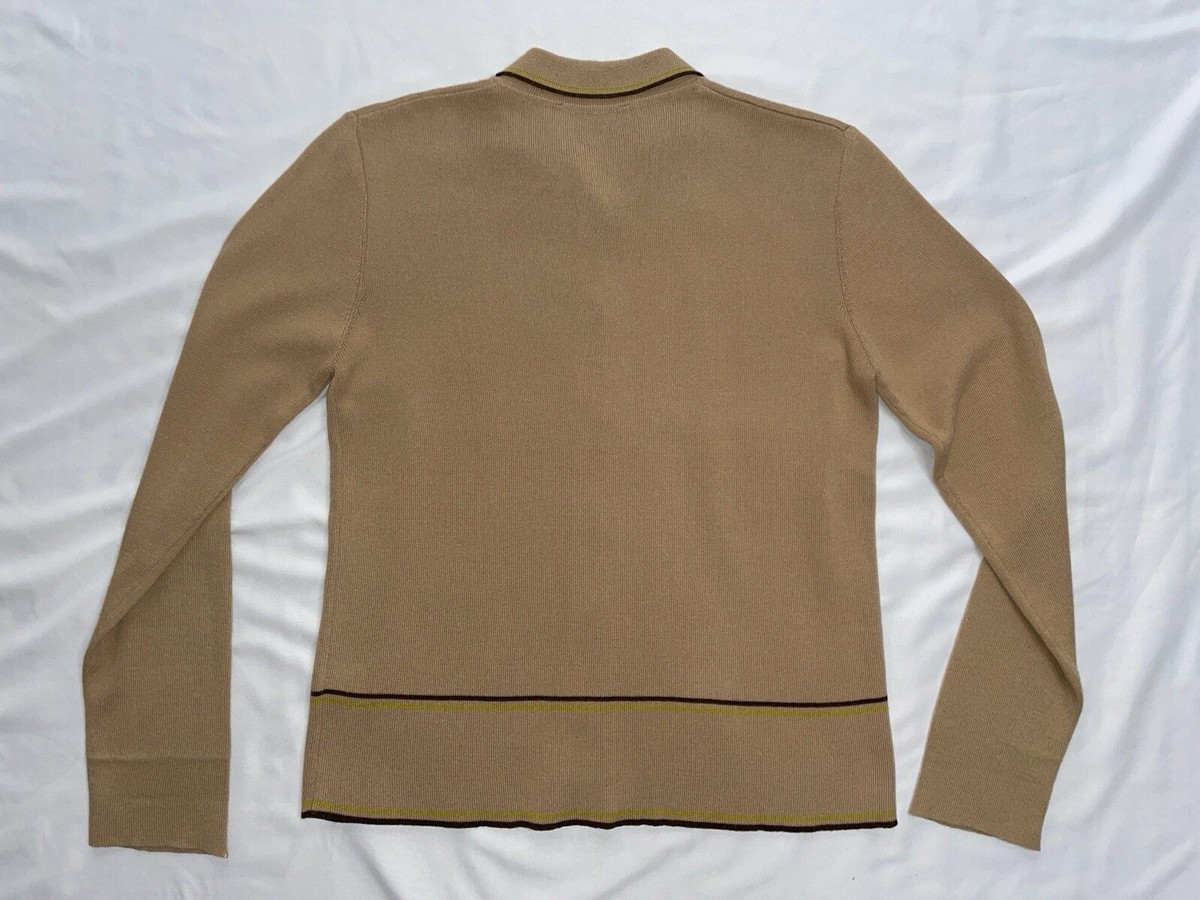 Prada Vintage Archive Spring 1996 Tan Knit Long Sleeve Button