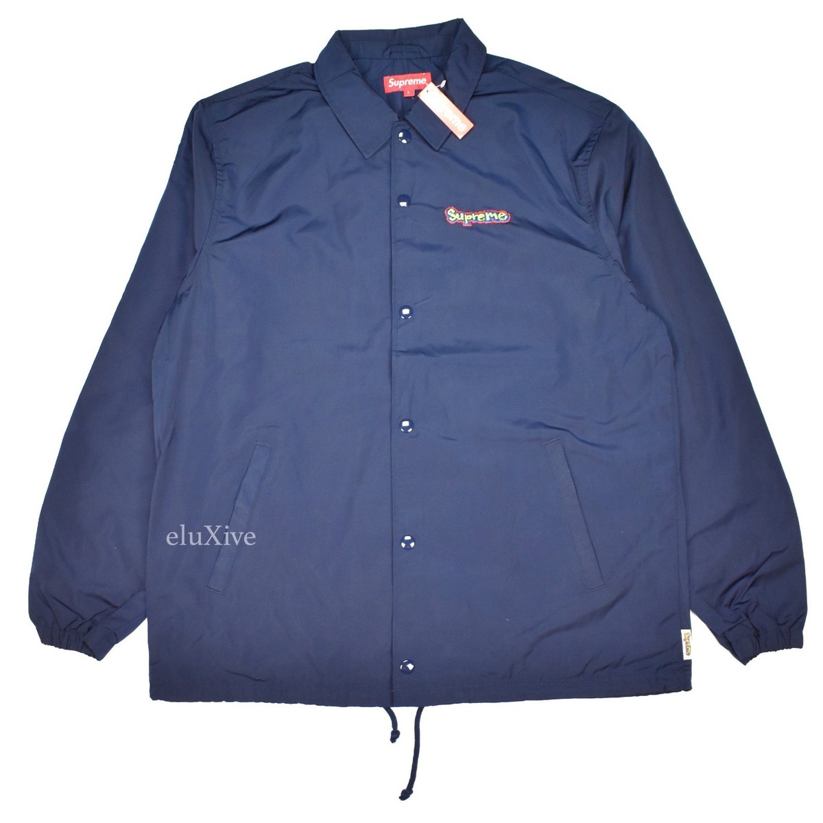 NWT Supreme Navy Blue Gonz Graffiti Logo Coach's Jacket SS18 Men's