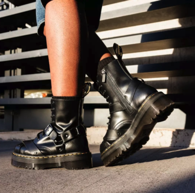 DR.MARTENS JADON HARNESS PARIS LEATHER BLACK PLATFORM MSRP$270