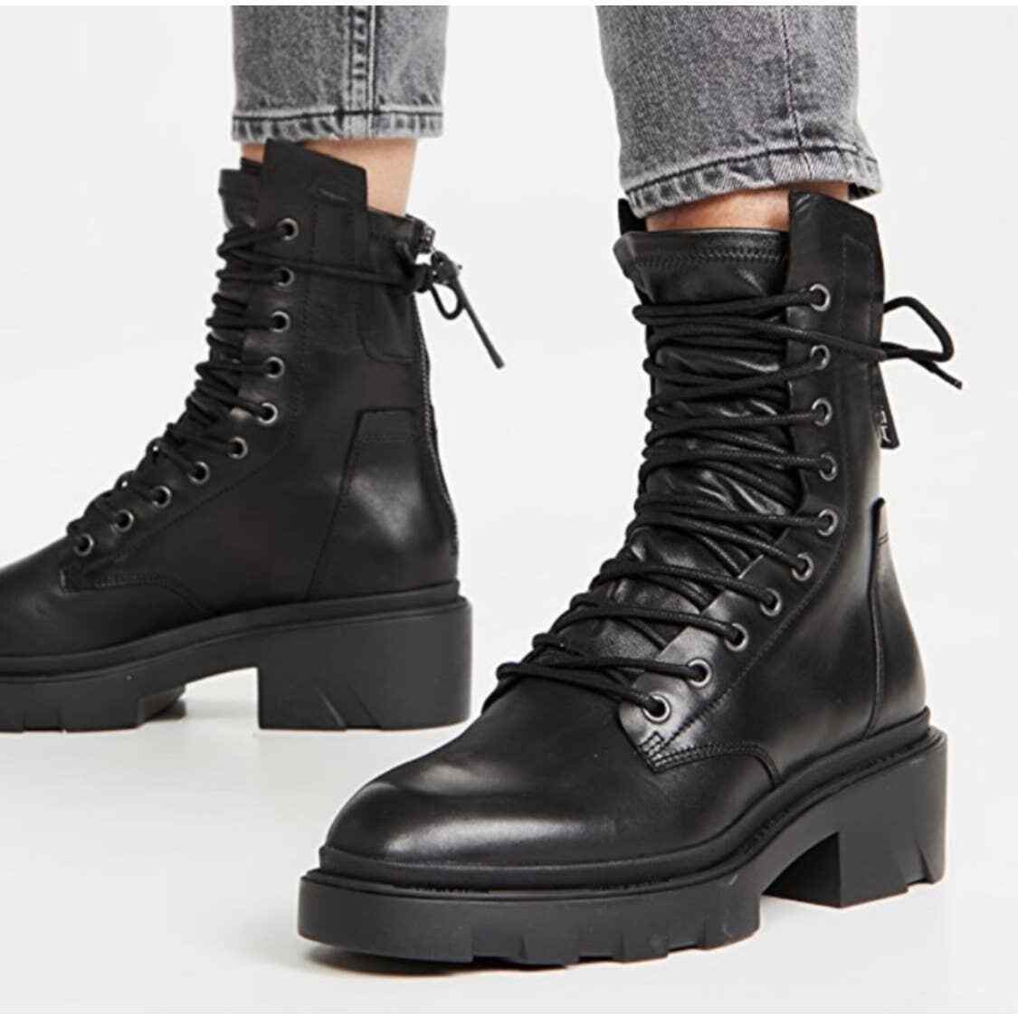 ASH Madness Block Heel Combat Boots Black Size 39 NWT | eBay