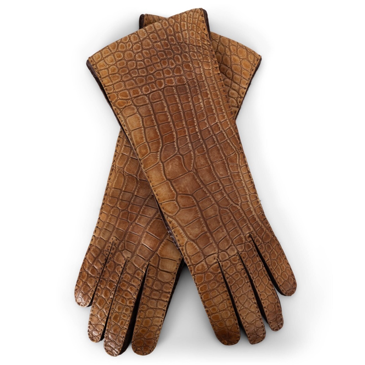 71312 auth PRADA antique brown CROC & LEATHER Gloves 7 | eBay