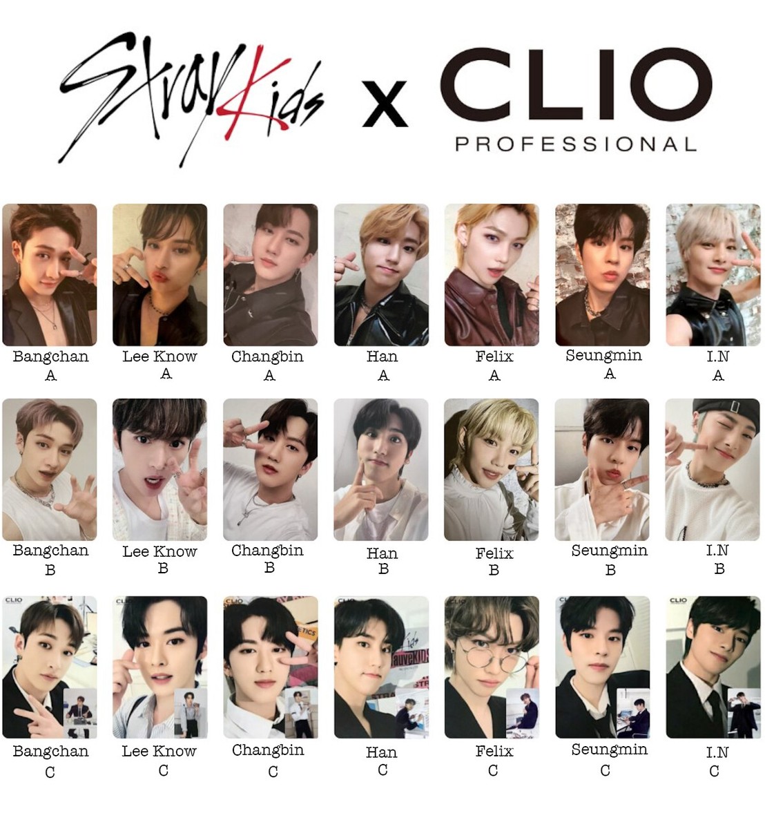 Stray kids CLIO Official Photo card Bang chan Lee know Han Felix