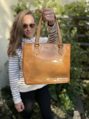 Authentic Louis Vuitton Vernis Houston Shoulder Hand Bag Yellow