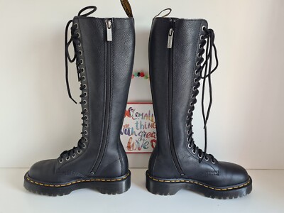 New Dr Martens 1b60 Bex Pisa 20 eye black knee high boots UK4 EU37