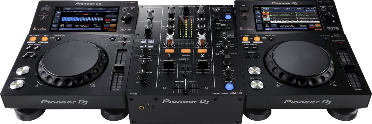 Pioneer DJ XDJ-700 2 Units Pair + DJM-450 Compact DJ Controller