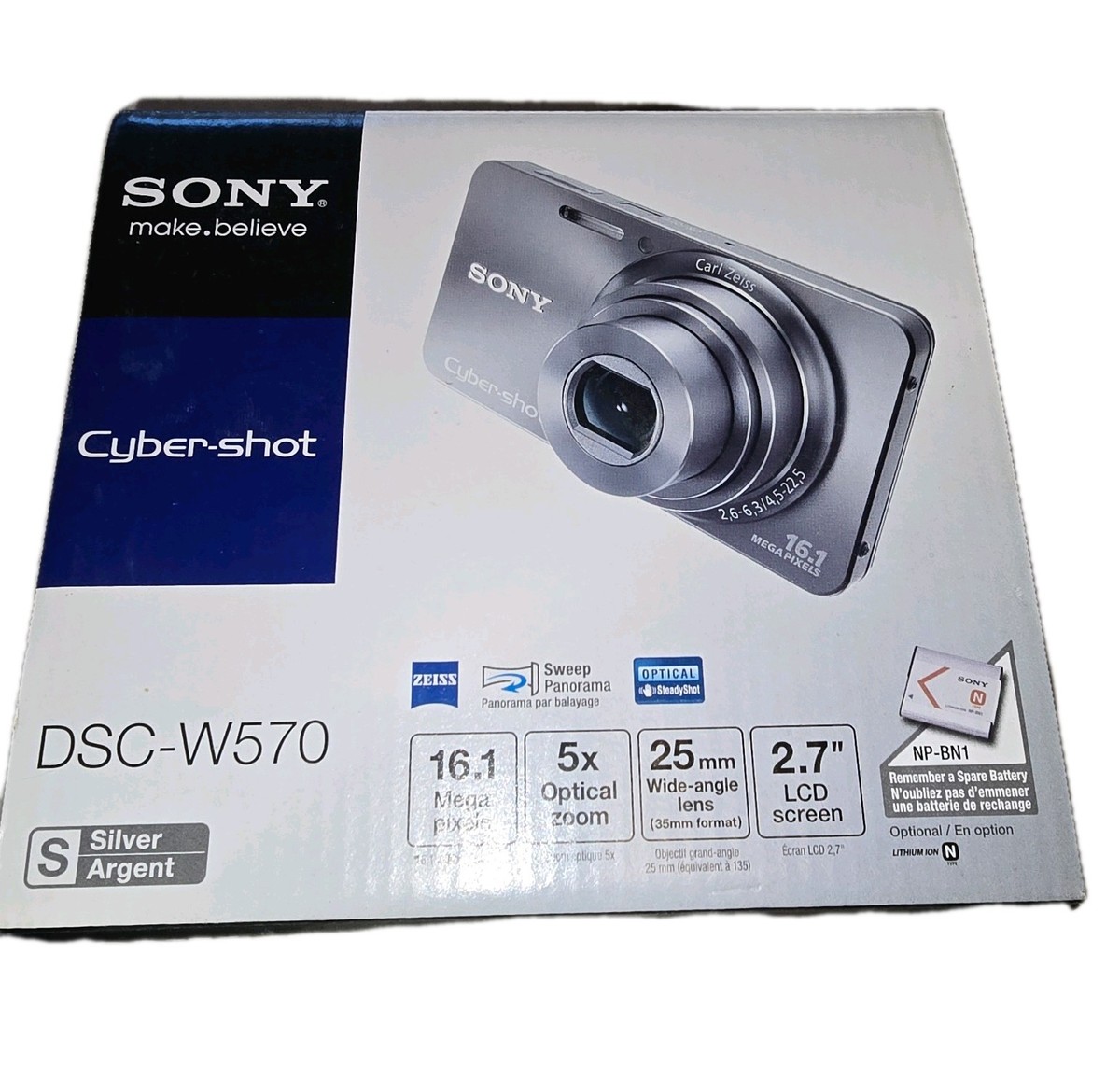 Sony Cyber-shot DSC-W570 16.1MP Digital Camera - Silver for sale