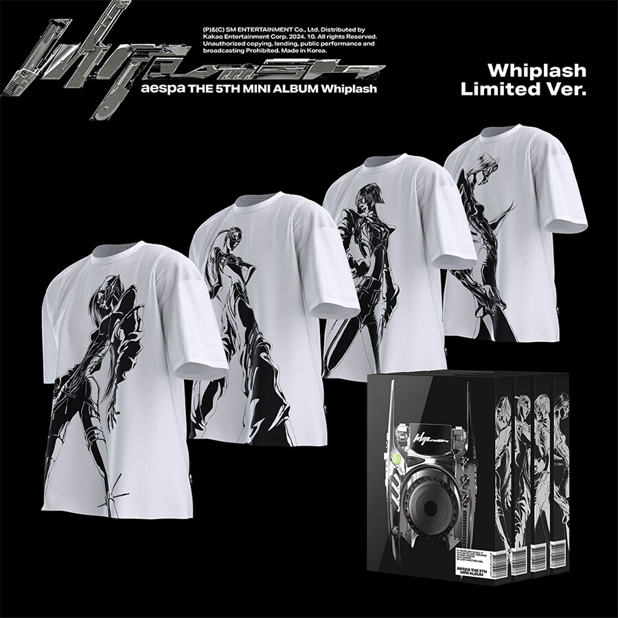 AESPA WHIPLASH 5th Mini Album LIMITED Ver/T-Shirts+CD+2 Book+