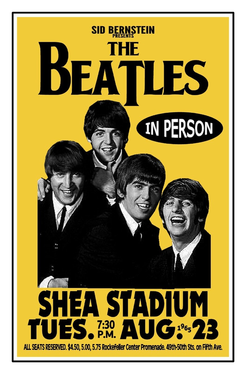 THE BEATLES 1965 Concert Poster SHEA Stadium New York NY Pole Sign