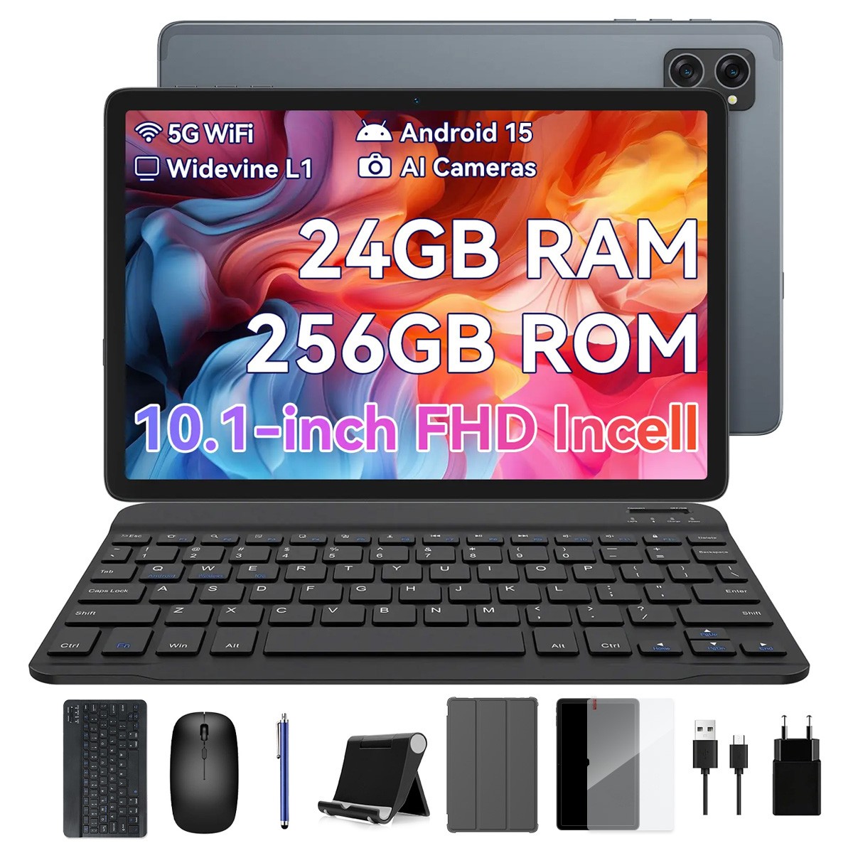 TABWEE T20 WiFi Tablet 10 Inch Android 15 24GB+256GB 5000mAh 5G