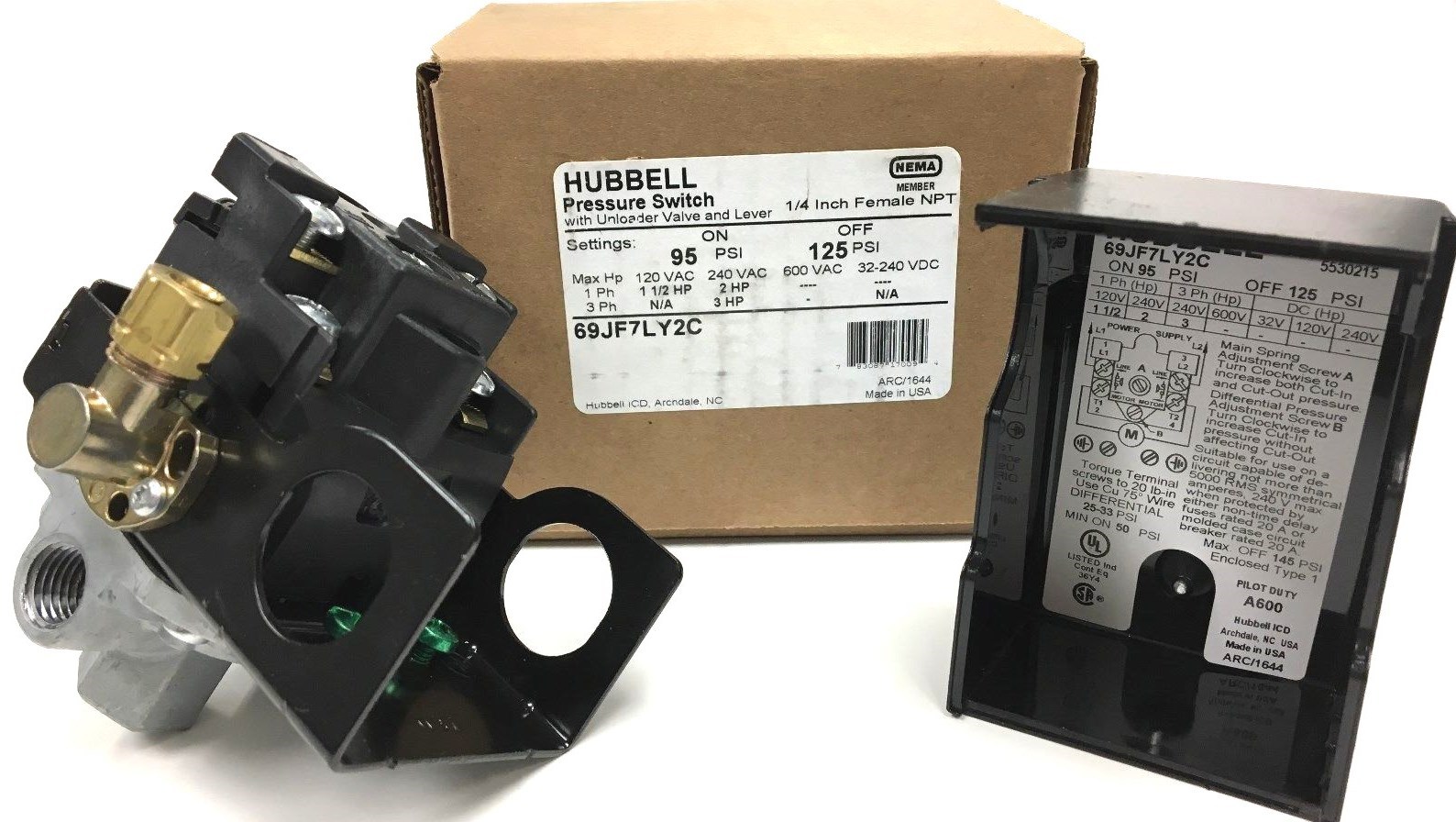 Air Compressor Pressure Switch 125 PSI Furnas 69mb7ly2c