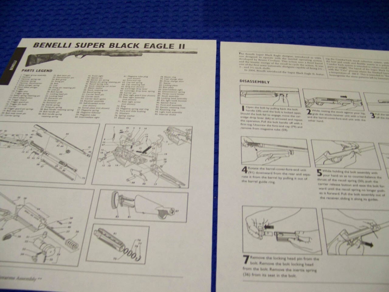 BENELLI SUPER BLACK EAGLE II SHOTGUN..LEGEND/EXPLODED VIEW