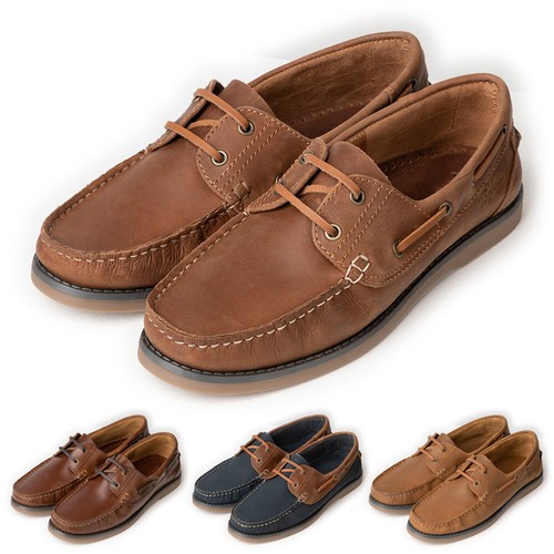 Mens Leather Deck Shoes Rydale Boat Shoe Slip On Moccasin Smart