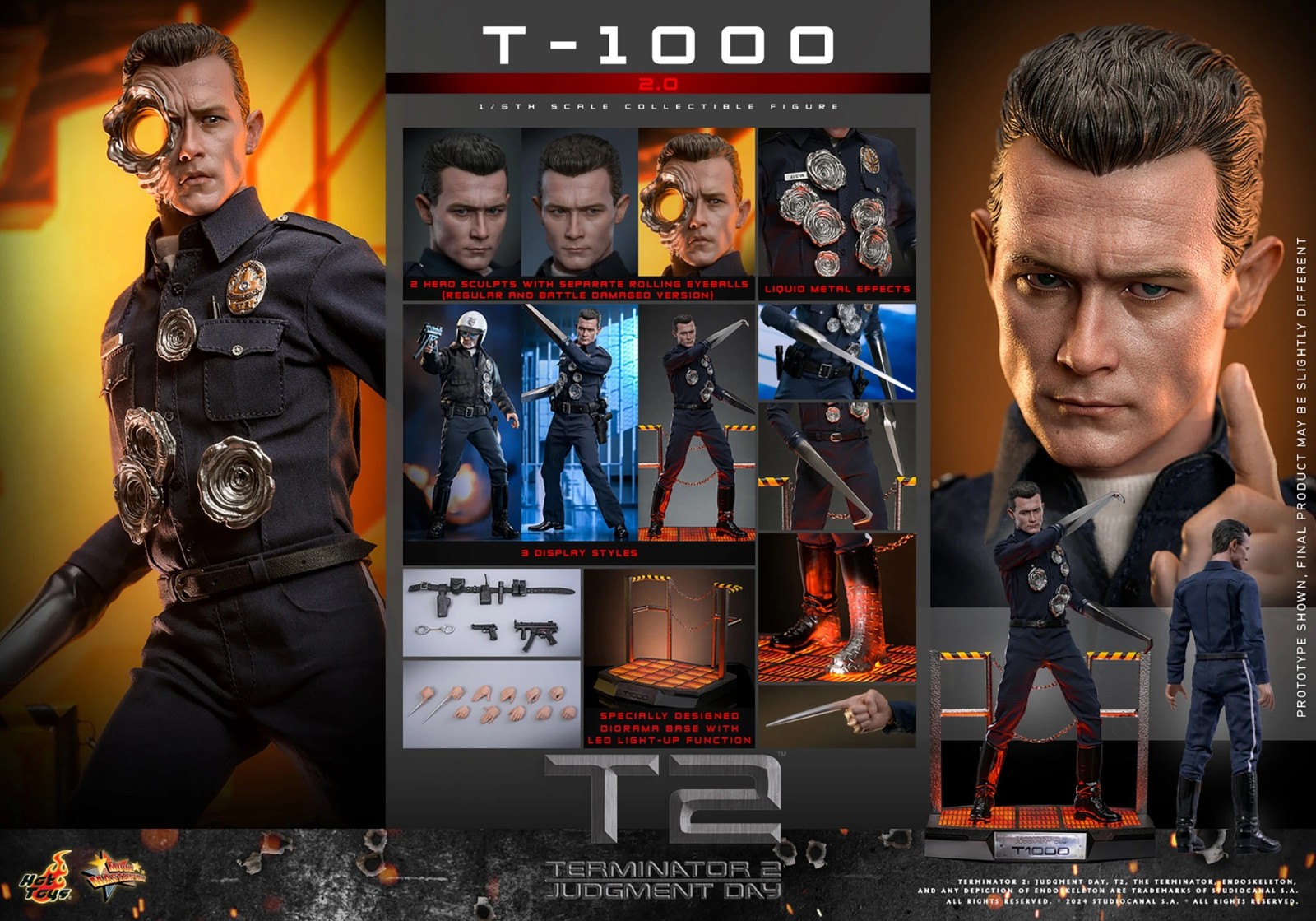Hot Toys Terminator 2 Judgement Day MMS774 T-1000 (2.0) 1/6 Figure