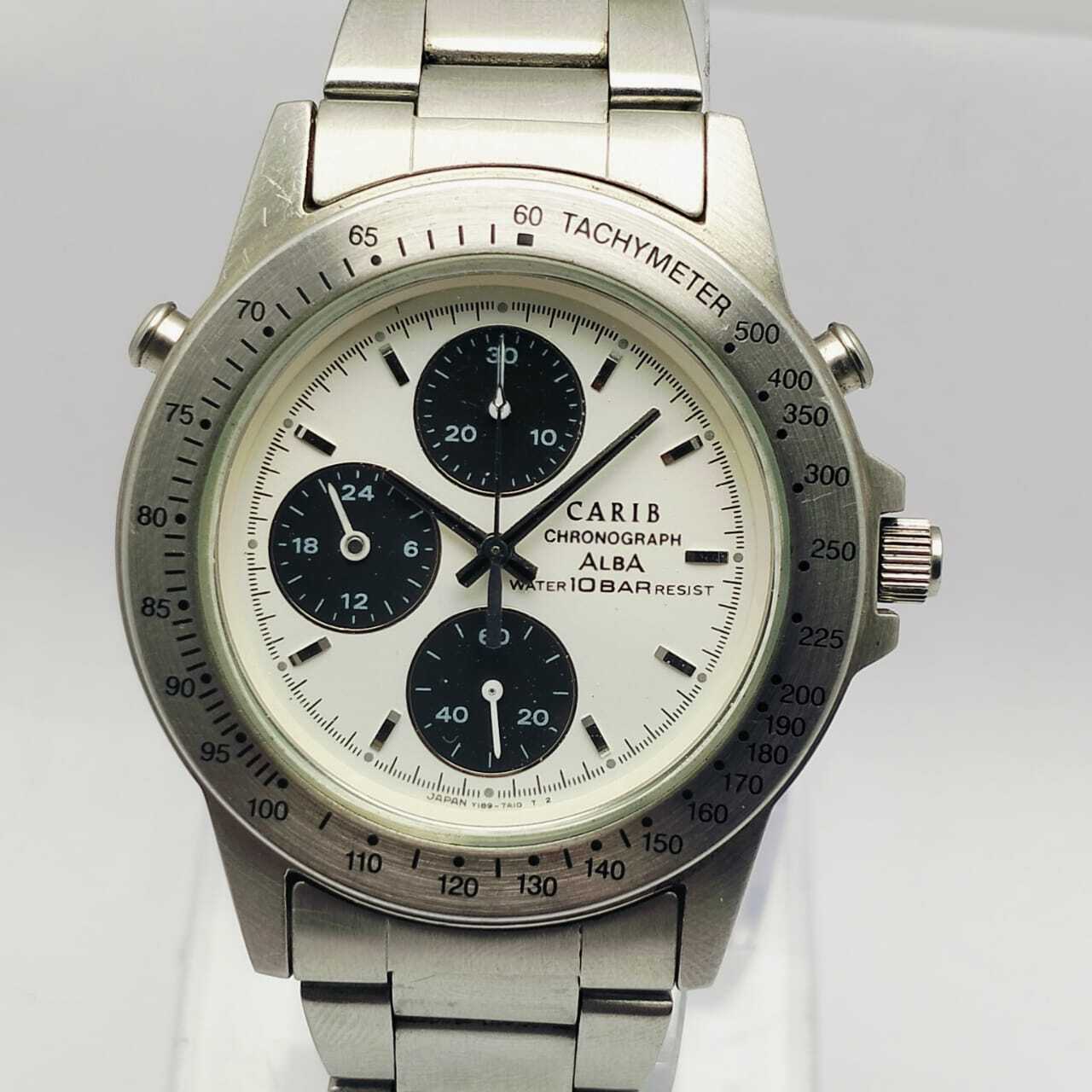 Seiko Alba CARIB Y189-7A10 Panda Dial Chronograph Quartz Vintage
