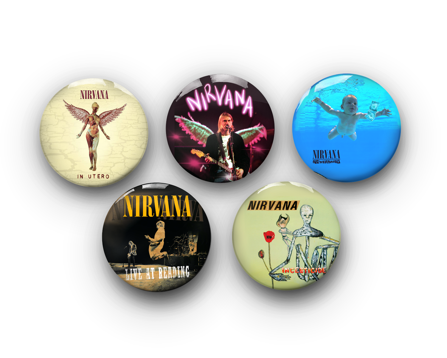 Nirvana Pin Badges | Set of 5 | 32mm | Band Music Pins | Album