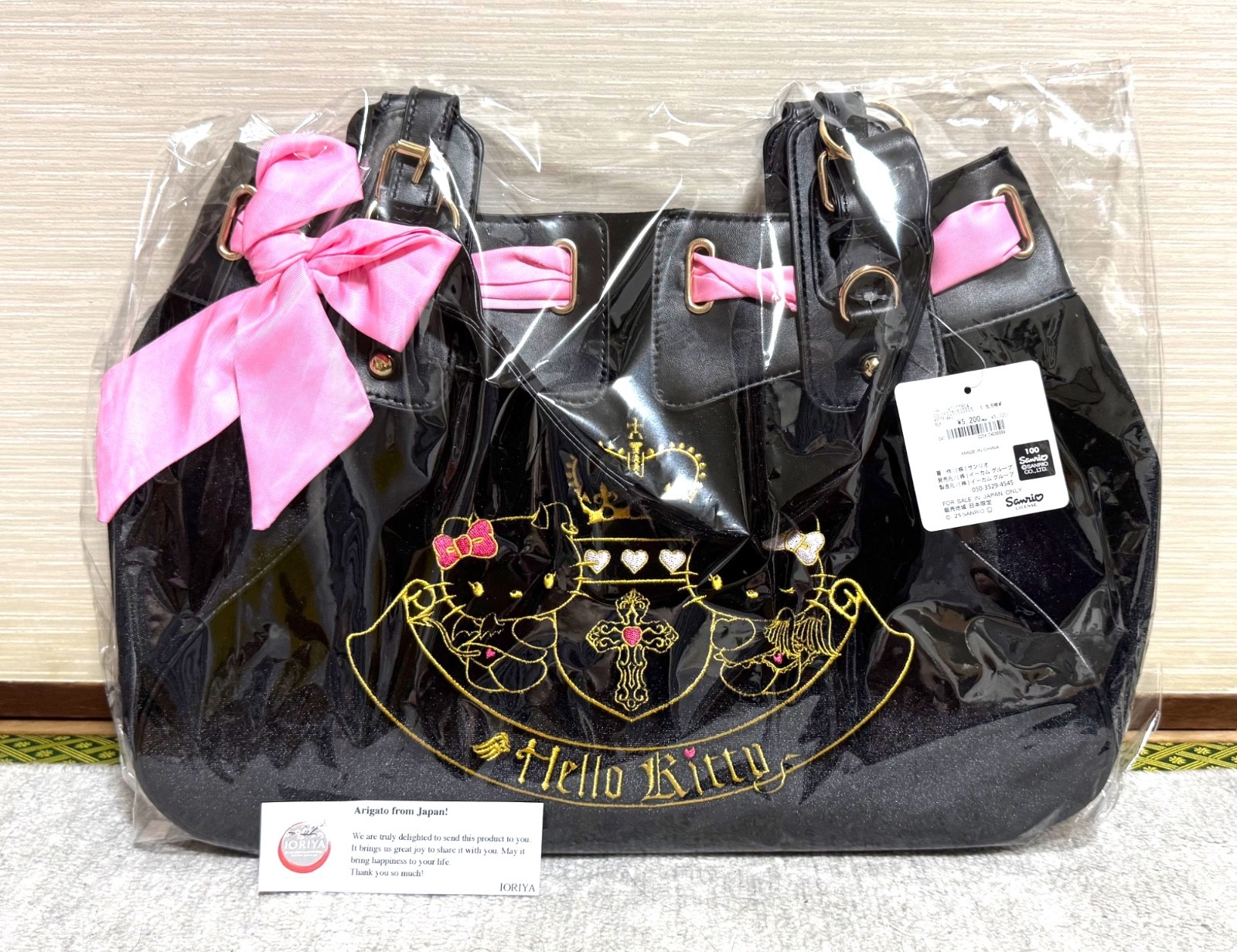 Hello Kitty x SPINNS Black Velour Bag Angel Devil Series New Japan