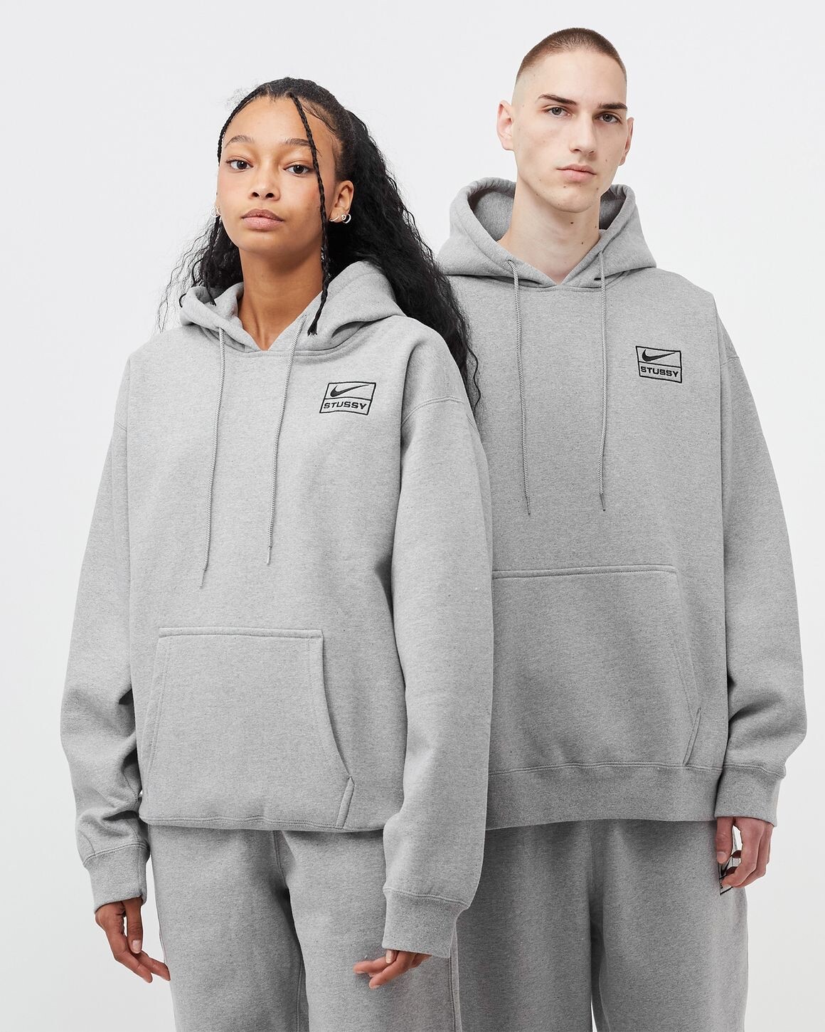 Nike x Stussy Pullover Hoodie Adult Unisex SZ S Heather Grey