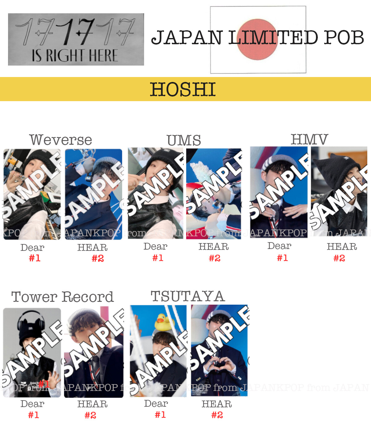 HOSHI SEVENTEEN 17 IS RIGHT HERE DEAR HEAR Japan POB Photocard