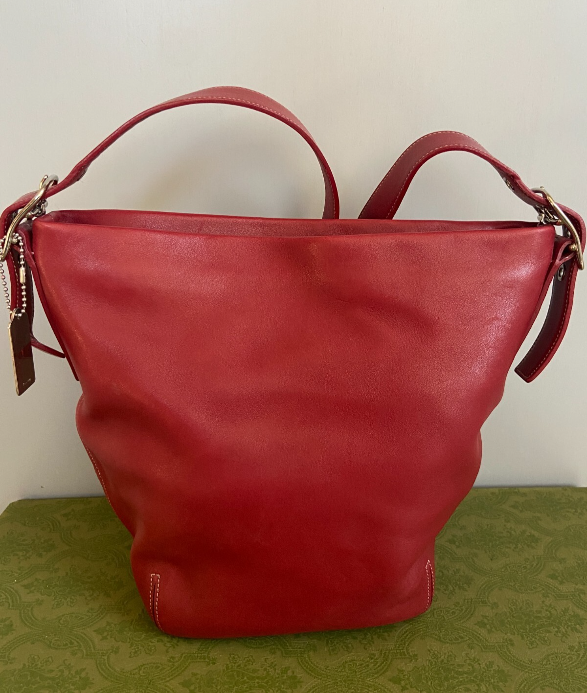 COACH VTG #9186 Legacy Leather Soho Hobo Bucket Shoulder Bag - Red