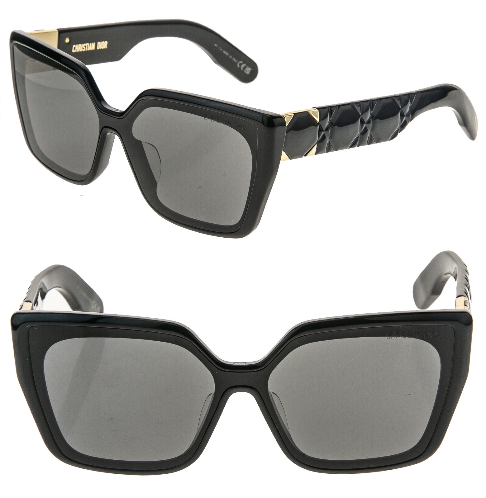 CHRISTIAN DIOR Lady 9522 Black Cannage Paris Logo S2F Sunglasses