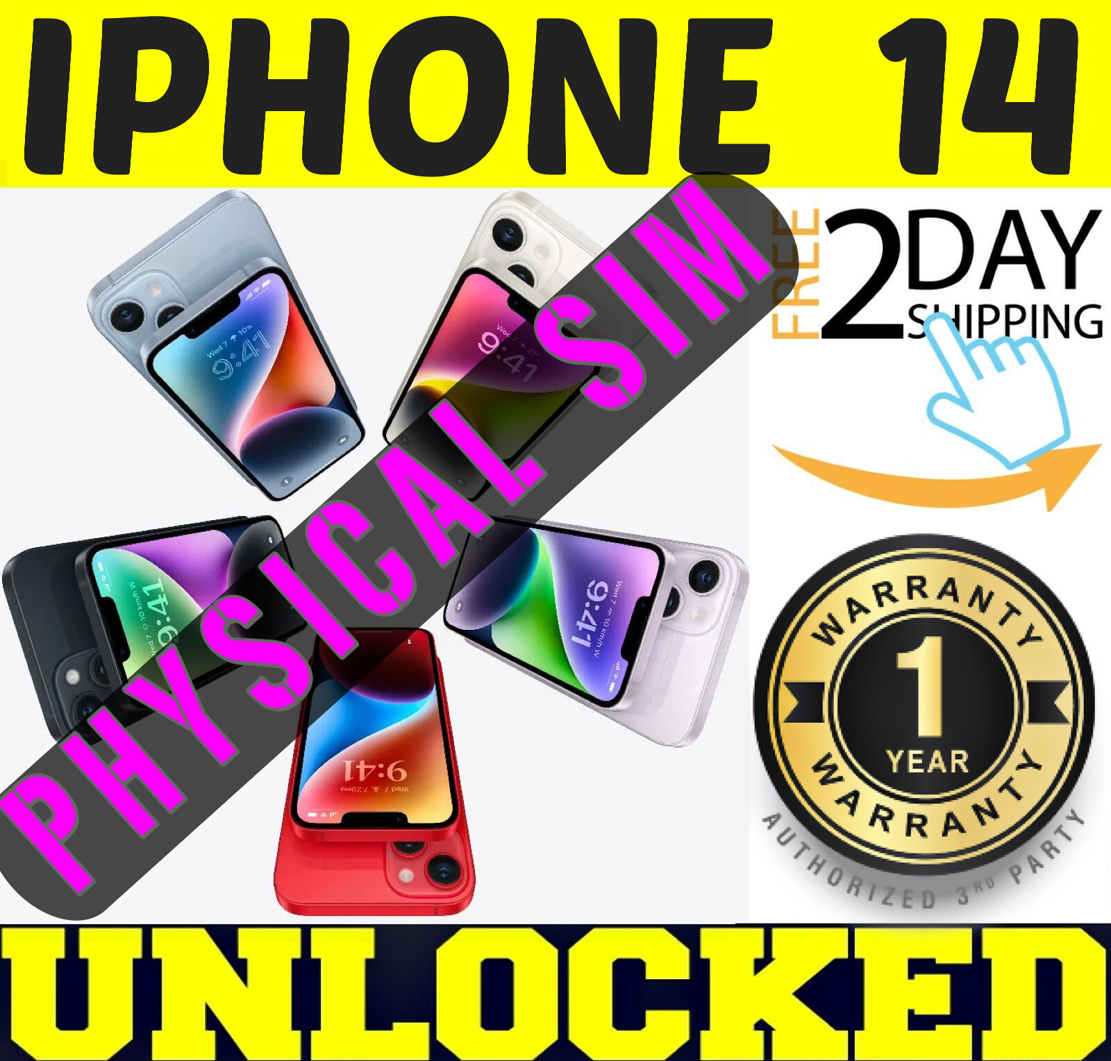 APPLE IPHONE 14 128GB 256GB 512GB (FACTORY UNLOCKED) ✓PHYSICAL