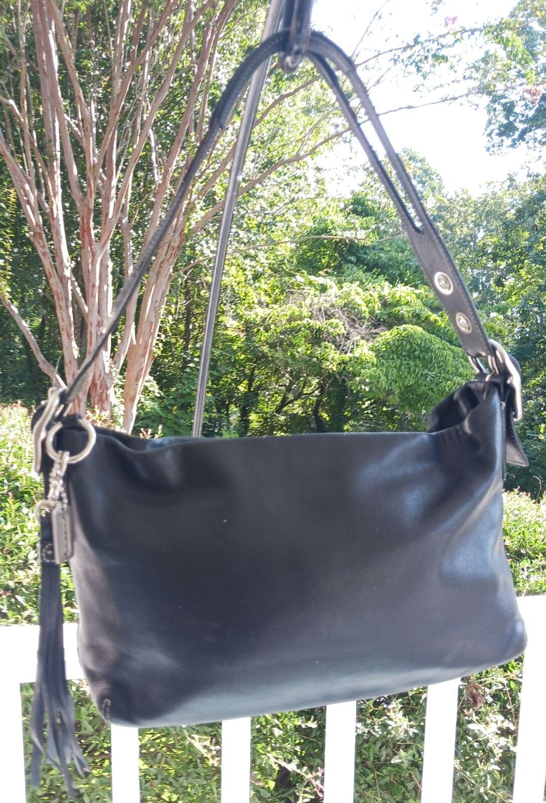 Coach 1417 East West Black Legacy Zip Top Closure Shoulder/Hobo
