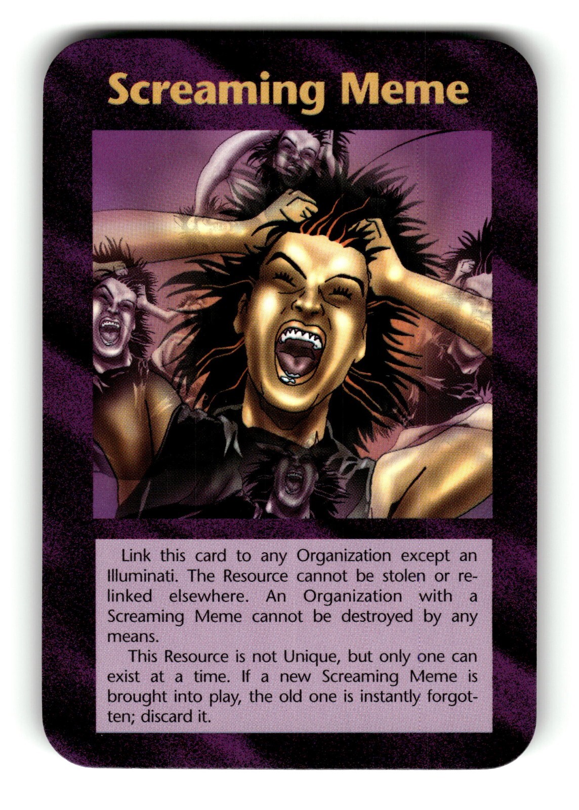 Screaming Meme Card INWO Illuminati New World Order Assassins Game