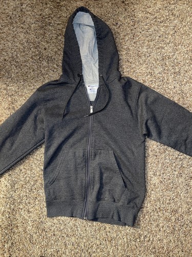 Vintage Champion Unisex Gray Hoodie Sweatshirt Full Zip RN#15763