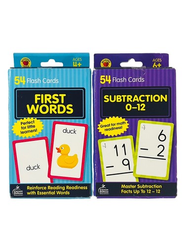 Brighter Child Flash Cards First Words & Subtraction 0-12/54ct