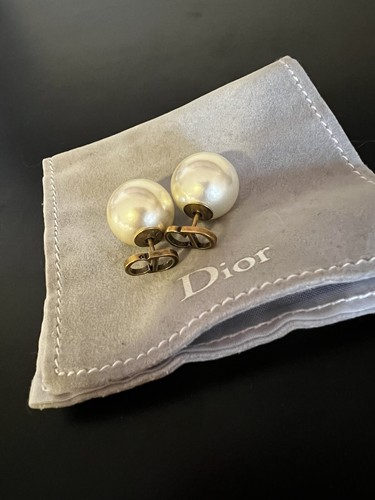 Christian Dior Tribales Earrings CD Logo Pearl Gold | eBay