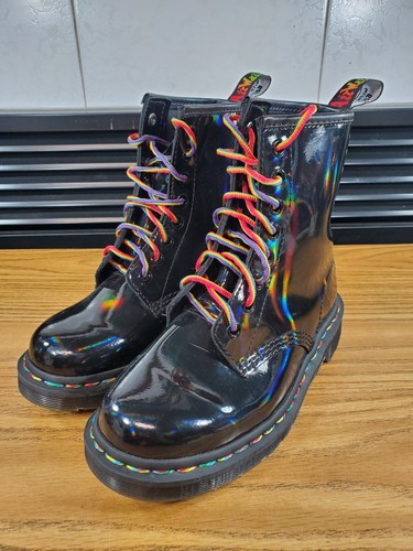Dr Martens Patent Leather Rainbow US 4 boots 8-eye 1460 doc pride