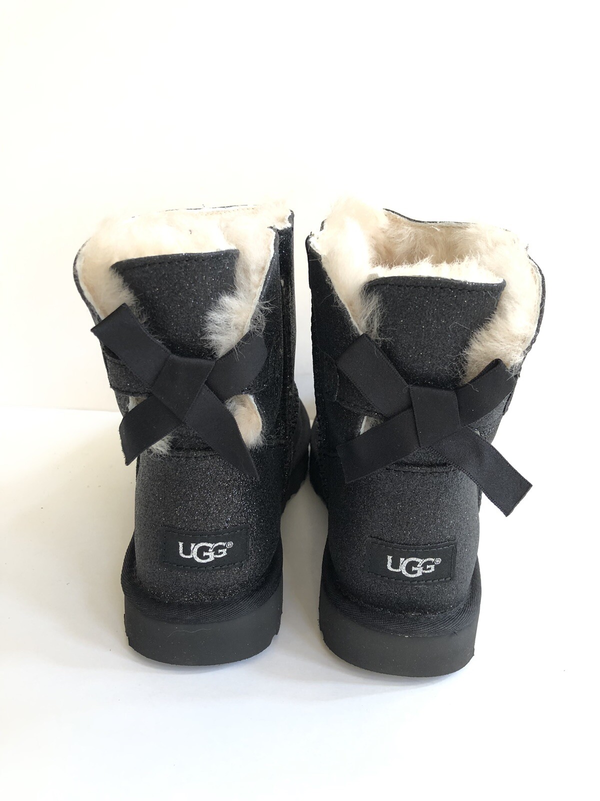 UGG CLASSIC MINI BAILEY BOW SPARKLE GLITTER BLACK BOOT US 6 / EU