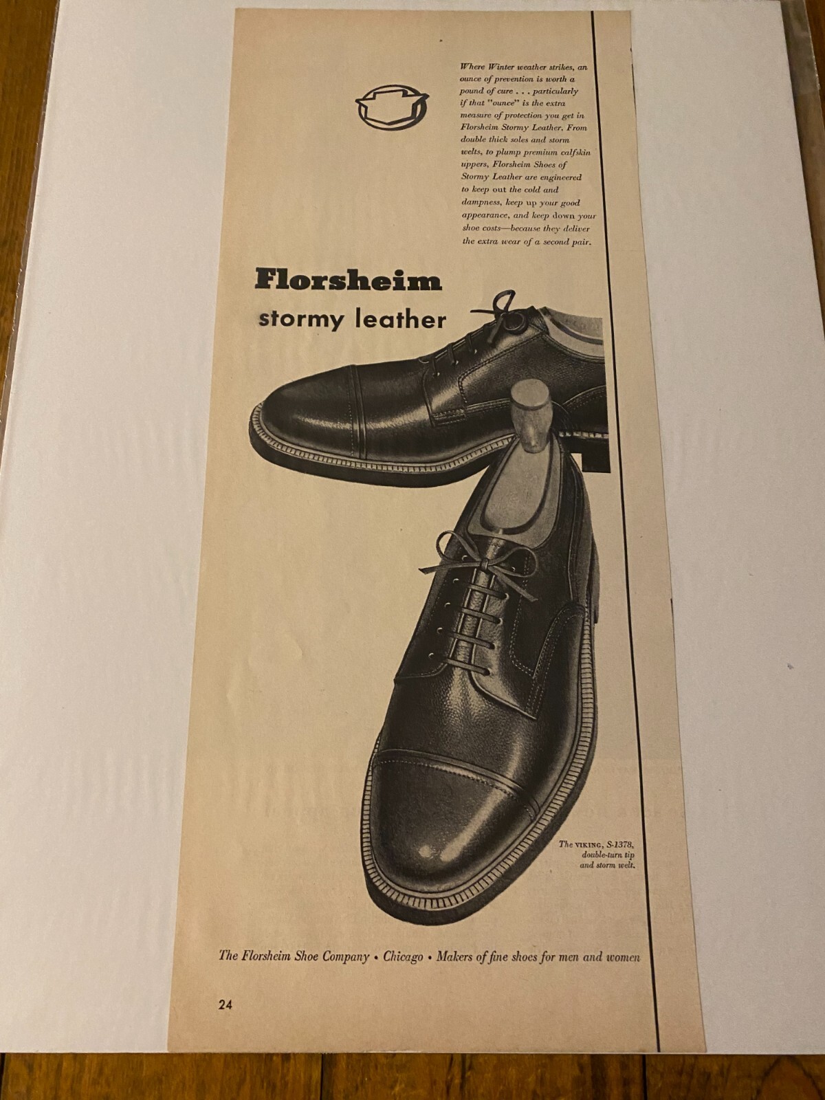 Vintage 1950 Florsheim Stormy Leather Shoes The Viking ad | eBay