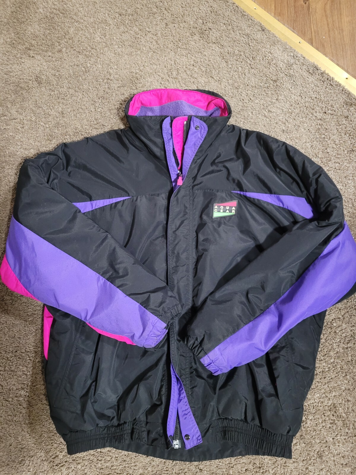 VINTAGE NIKE AQUA GEAR BLACK PINK NYLON DOWN 90's JACKET SZ. LARGE