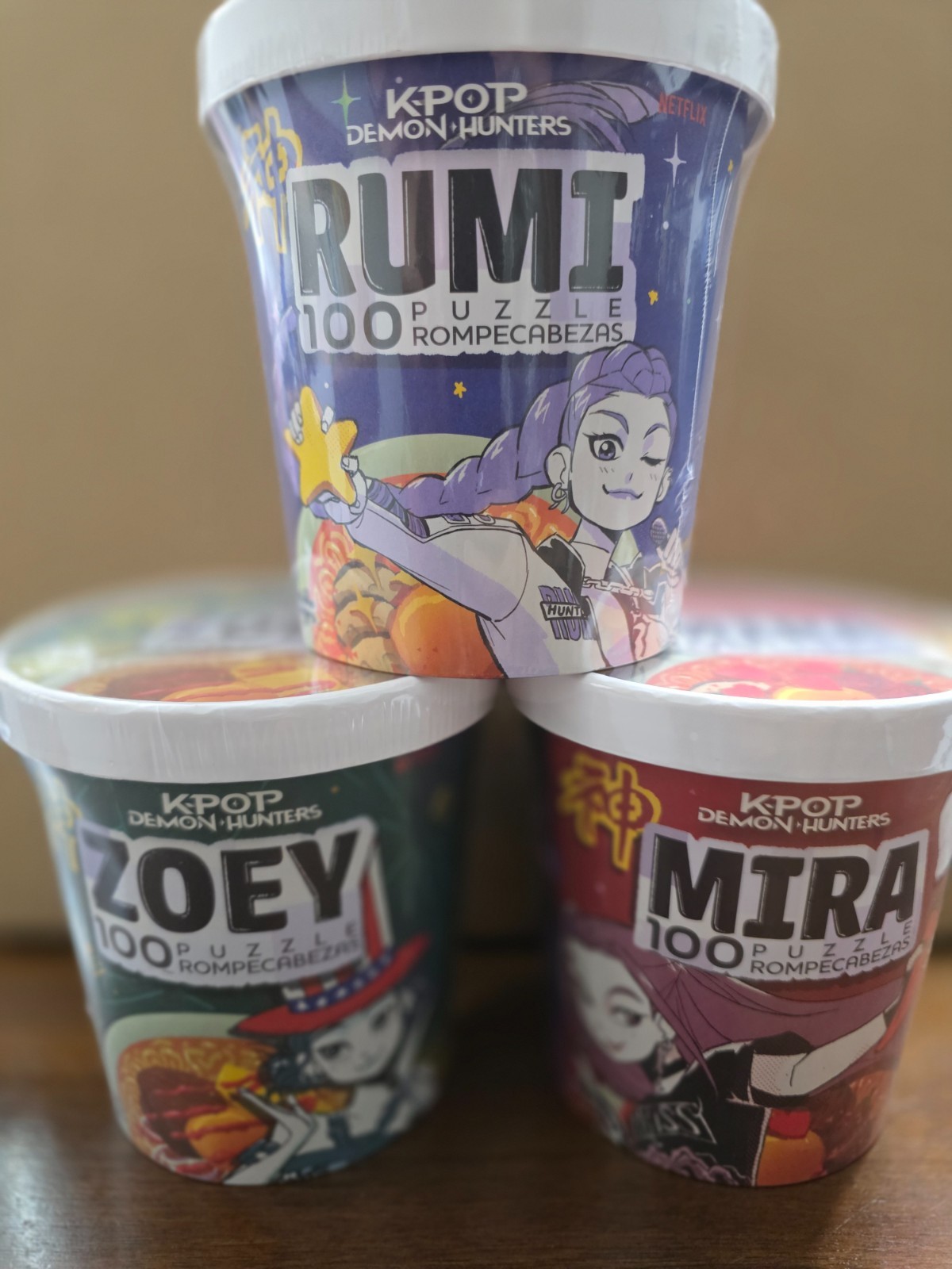 SET OF ALL 3 KPop Demon Hunters Rumi Mira Zoey 100pc PUZZLES Ramen