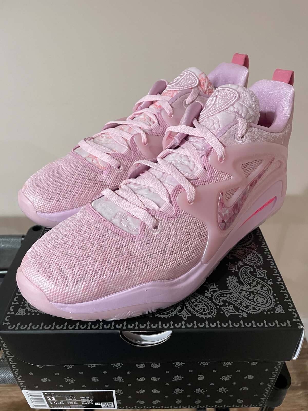 Nike KD 15 Aunt Pearl Pink Size 13 NEW DQ3851-600 Pink Kevin