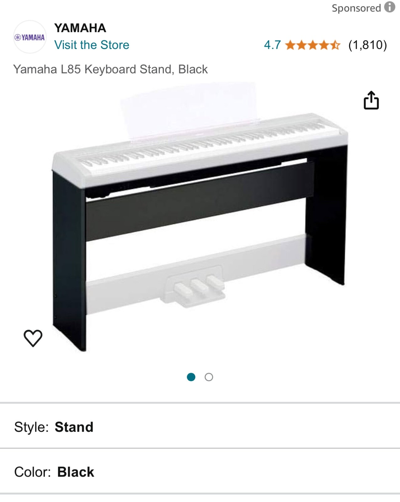 電子ピアノスタンド L-85 ペダルLP-5 楽譜スタンド付き YAMAHA L-85